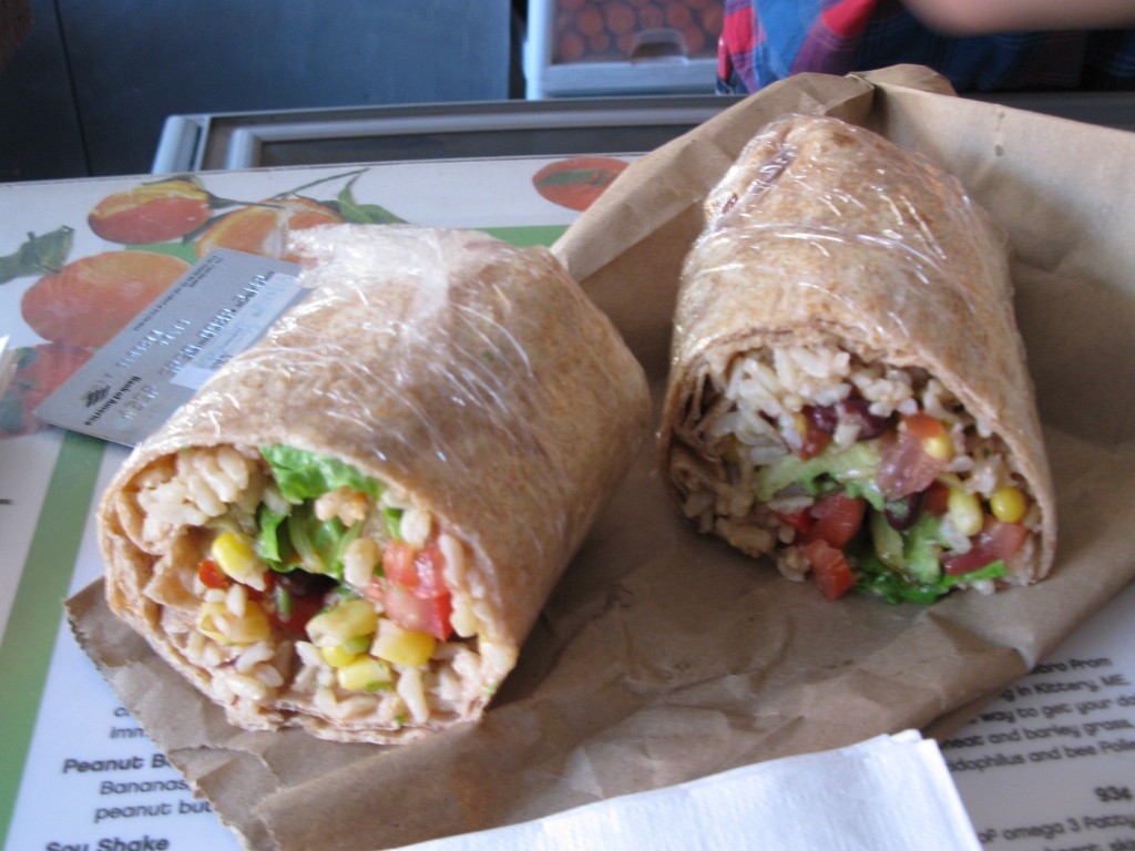 Mexican veggie and bean burrito